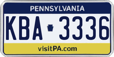 PA license plate KBA3336