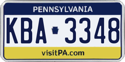 PA license plate KBA3348