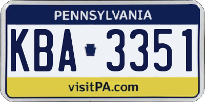 PA license plate KBA3351