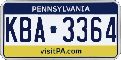 PA license plate KBA3364