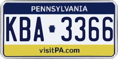 PA license plate KBA3366