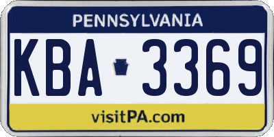 PA license plate KBA3369