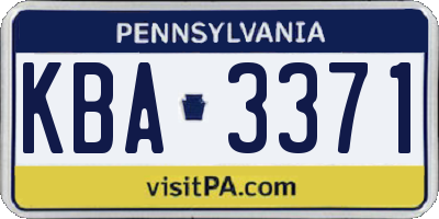 PA license plate KBA3371