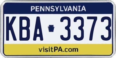 PA license plate KBA3373