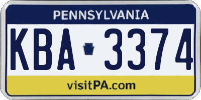 PA license plate KBA3374
