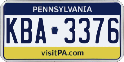 PA license plate KBA3376