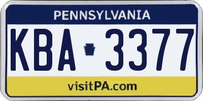PA license plate KBA3377