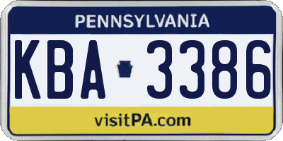 PA license plate KBA3386