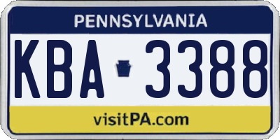 PA license plate KBA3388