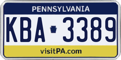 PA license plate KBA3389