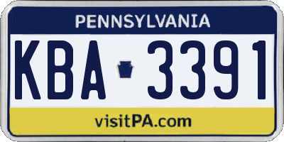 PA license plate KBA3391