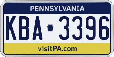 PA license plate KBA3396