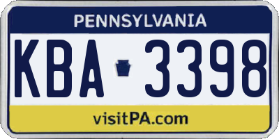 PA license plate KBA3398
