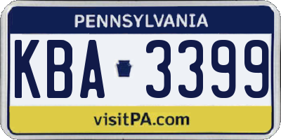 PA license plate KBA3399