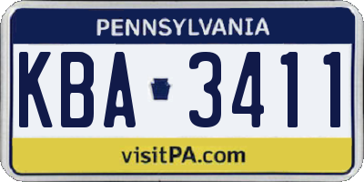 PA license plate KBA3411