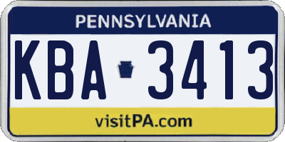 PA license plate KBA3413