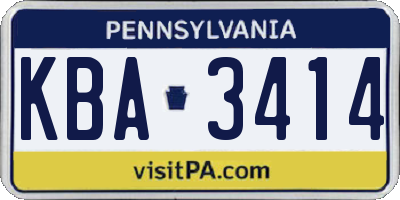 PA license plate KBA3414