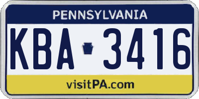 PA license plate KBA3416