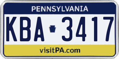 PA license plate KBA3417