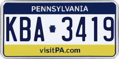 PA license plate KBA3419