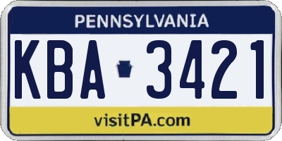 PA license plate KBA3421