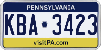 PA license plate KBA3423