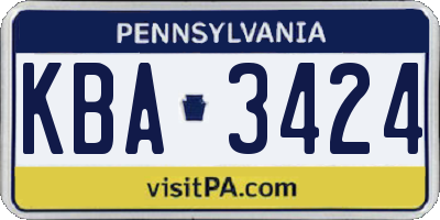 PA license plate KBA3424