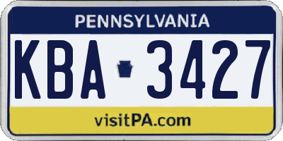 PA license plate KBA3427