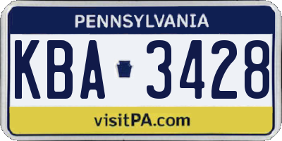 PA license plate KBA3428