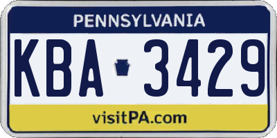PA license plate KBA3429