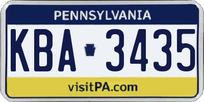 PA license plate KBA3435