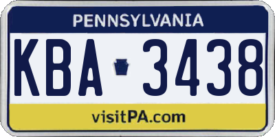 PA license plate KBA3438