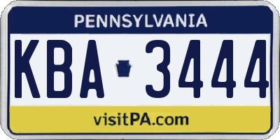 PA license plate KBA3444