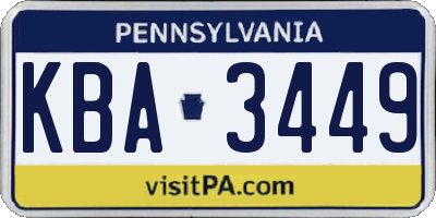 PA license plate KBA3449