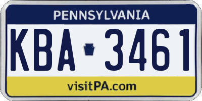 PA license plate KBA3461