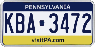 PA license plate KBA3472