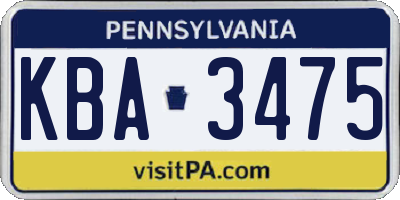 PA license plate KBA3475