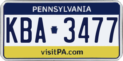 PA license plate KBA3477