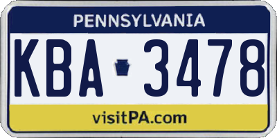 PA license plate KBA3478