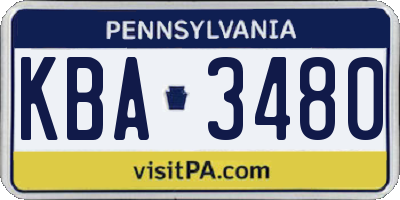 PA license plate KBA3480