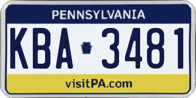 PA license plate KBA3481