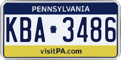 PA license plate KBA3486