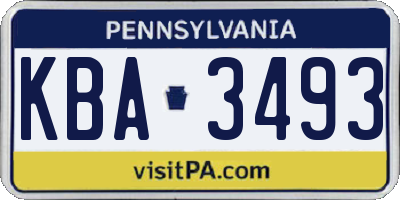 PA license plate KBA3493