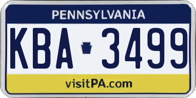 PA license plate KBA3499