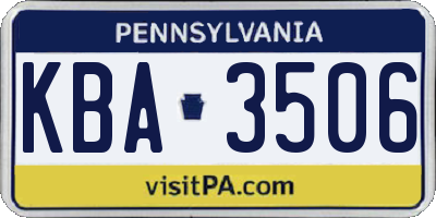 PA license plate KBA3506