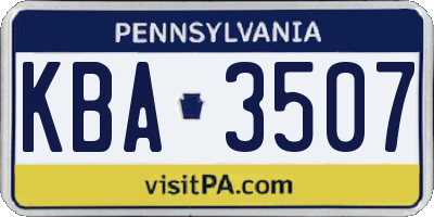 PA license plate KBA3507