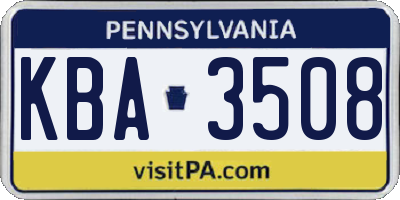 PA license plate KBA3508