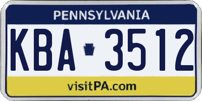PA license plate KBA3512
