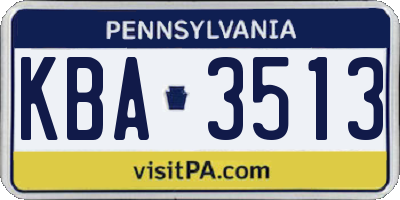 PA license plate KBA3513
