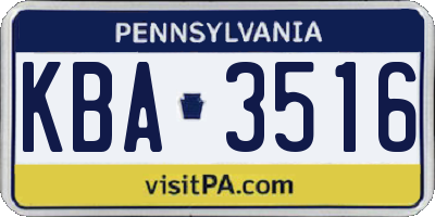 PA license plate KBA3516